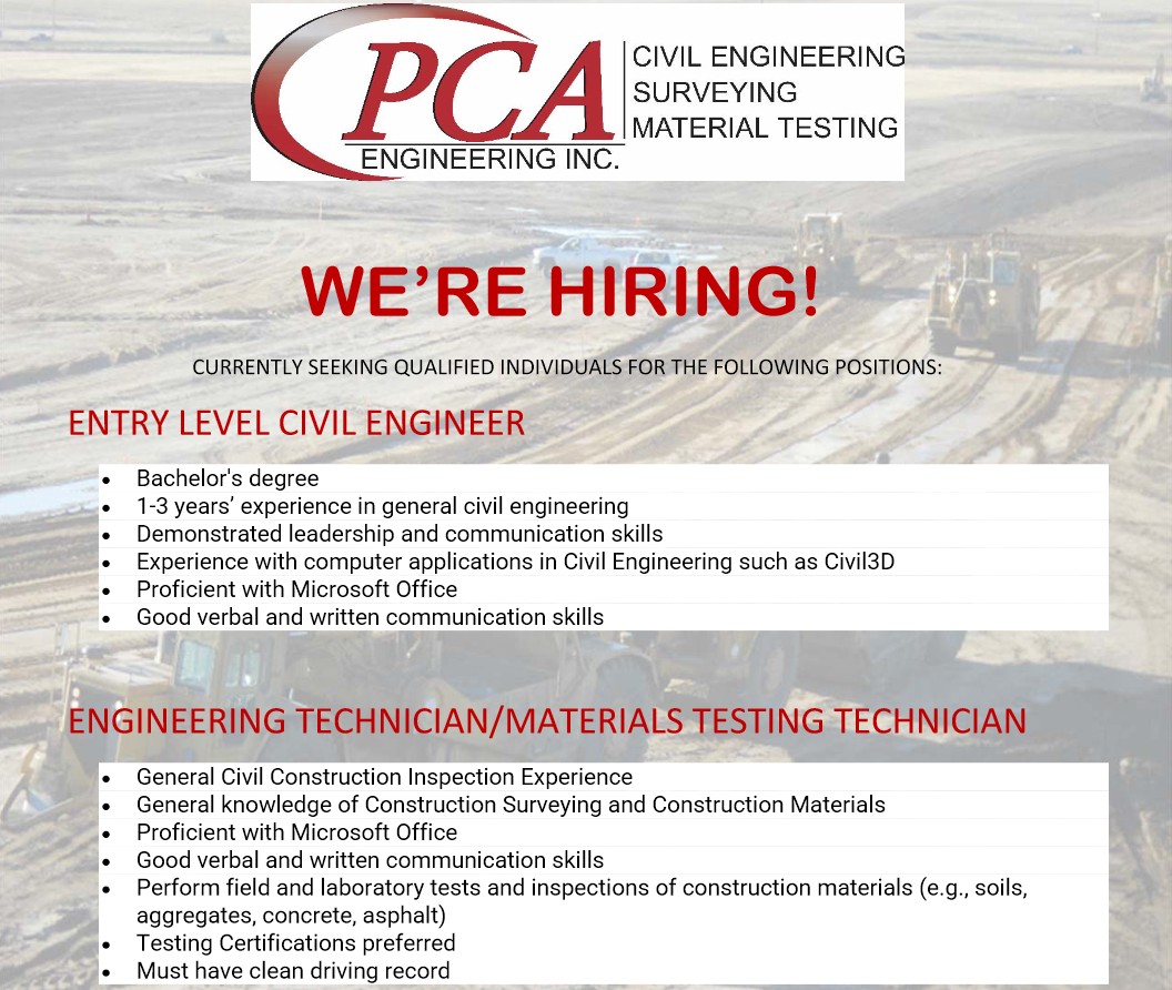 PCA Engineering is hiring! Civil Engineering in Gillette WY